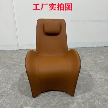 設計師意大利玻璃鋼客廳扶手椅創意皮革H休閑椅網紅單人沙發椅
