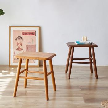 家用餐廳原木板凳北歐經濟型實木小矮凳原木簡約風格餐廳凳梳妝凳
