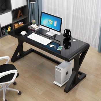 電腦臺式桌簡約現代家用經濟型鋼化玻璃游戲用臥室電競單人辦公桌