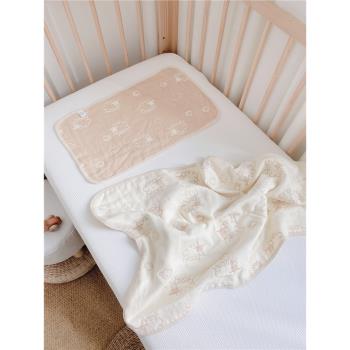愛予寶貝日式純棉6層紗布淺咖小羊枕巾嬰兒童親子柔軟吸汗2條裝
