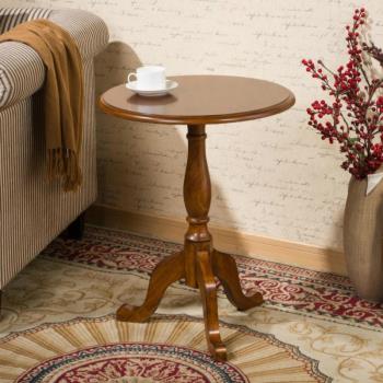 實木小圓桌美式沙發邊桌歐式簡約圓茶幾小茶幾邊幾角幾咖啡電話桌