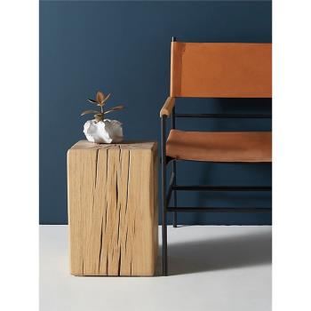 北歐創意實木原木方墩方凳可移動沙發邊角幾迷你陽臺小茶幾床頭桌