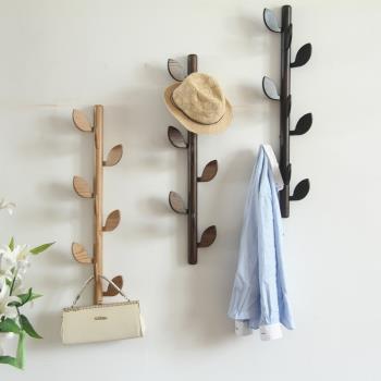白橡木墻壁掛衣架客廳墻上門口壁掛式北歐創意實木衣帽架墻壁式
