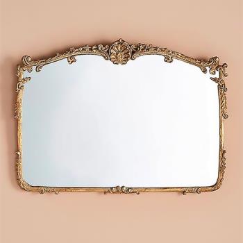 法式復古浴室鏡壁掛客廳掛墻玄關壁爐雕花鏡子歐式衛生間化妝鏡子