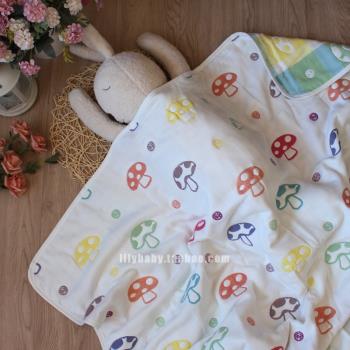 純棉三四六層紗布蘑菇小被子寶寶空調被新生兒抱被嬰兒夏涼被蓋毯