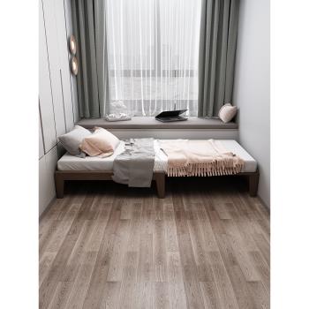 可伸縮無床頭床架子90cm公分寬加粗小戶型金絲檀木原木單人實木床