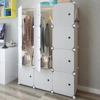 簡易衣柜收納柜塑料柜子組裝單人簡約現代經濟型木紋兒童儲物柜