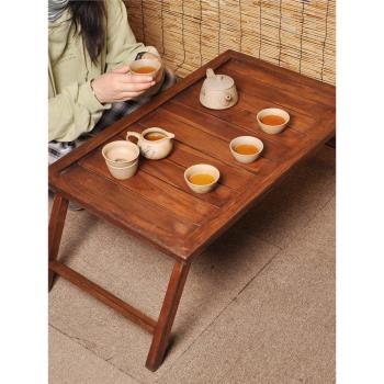 泰國木折疊茶幾榻榻米飄窗陽臺木質桌簡約實木茶桌戶外簡約便攜