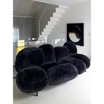 edra Cipria Sofa意大利設計師款毛絨沙發椅懶人長絨毛布藝躺椅