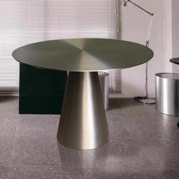 香檳金不銹鋼茶幾輕奢設計師創意酒店小圓桌簡約現代藝術感小圓桌