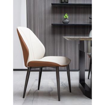 意式輕奢餐椅家用凳子簡約現代靠背椅北歐餐廳設計師餐桌餐廳椅子