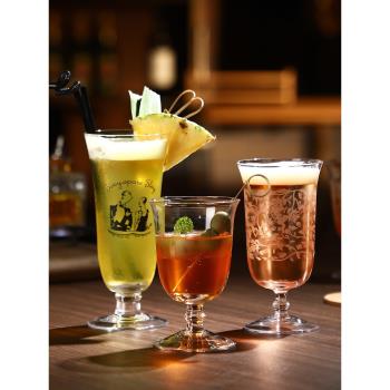 日式烤花新加坡司令杯酒吧調酒專用雞尾酒杯果汁杯長飲杯冰咖啡杯