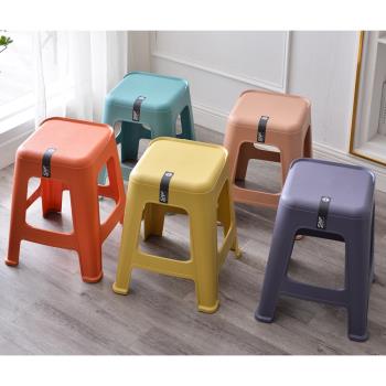 塑料凳家用加厚可疊放簡易客廳餐凳餐桌椅子結實耐用高膠凳板凳