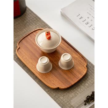 南美胡桃木托盤長方形茶盤托盤木質咖啡托盤日式飲品茶杯托盤子