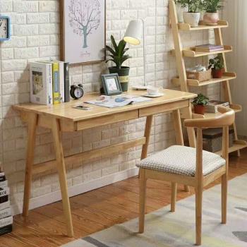 北歐風實木書桌電腦桌現代簡約便宜經濟辦公桌寫字桌日式書房家具