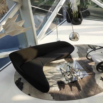 輕奢現代扎哈設計師玻璃鋼月亮沙發美容院酒店大堂藝術弧形轉角椅