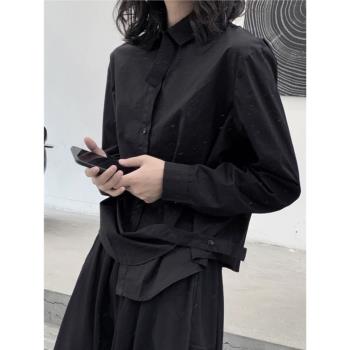 暗黑色系個性寬松造型師長袖襯衫
