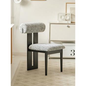 法式日式實木餐椅家用靠背休閑梳妝凳設計師現代簡約輕奢中古餐椅