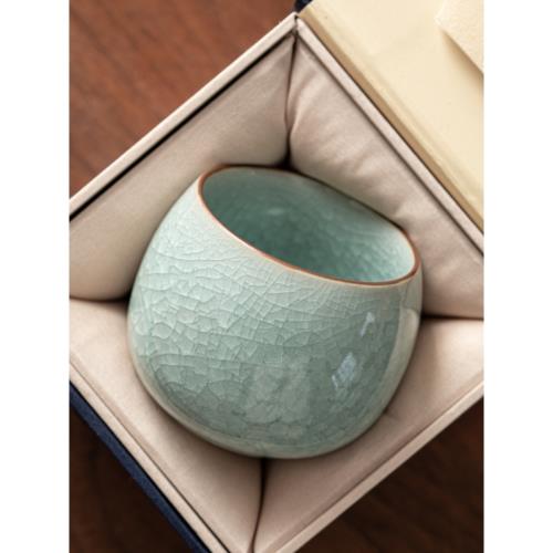 汝窯主人杯茶杯開片冰花釉陶瓷可養單杯品茗杯功夫茶具茶碗盞禮盒|茶杯