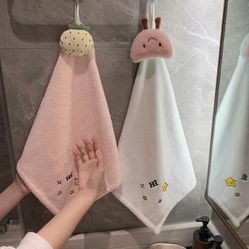 掛式擦手巾可愛兒童搽手布珊瑚絨吸水廚房家用網紅手帕小方巾毛巾