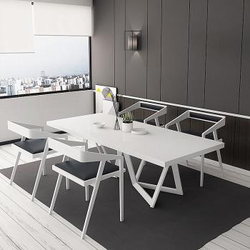 北歐風餐桌椅組合家用小戶型現代簡約實木白色飯桌餐廳商用會議桌