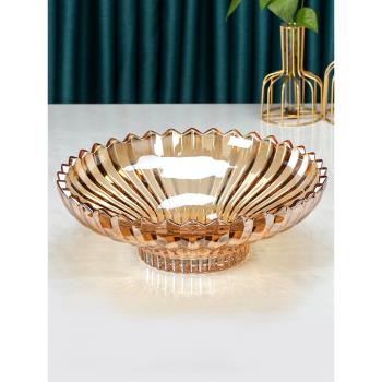歐式水晶玻璃果盤創意現代客廳簡約高腳水果盤家用茶幾輕奢風擺件