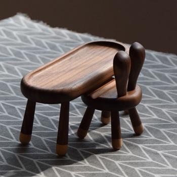 【小兔椅手機支架】創意實木可愛手工板凳造型ipad平板桌面手機座