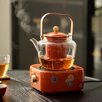 蘊華堂陶瓷電陶爐煮茶器智能靜音茶爐小型家用耐熱玻璃泡蒸茶套裝