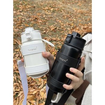 沐韓男女學生高顏值直飲口保溫杯簡約便攜情侶背帶精緻咖啡水杯子