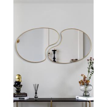 美式墻面藝術鏡子壁掛裝飾鏡 簡約網紅家用梳妝鏡ins風異形化妝鏡