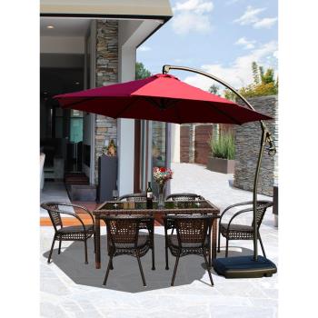 別墅戶外桌椅帶傘三五件套陽臺休閑院子室外露天藤椅花園庭院防水