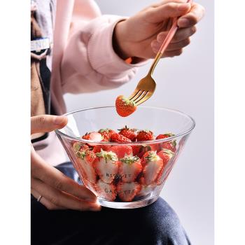法文碗面碗家用盤北歐湯碗沙拉碗透明玻璃帶蓋叉水果碗保鮮單個