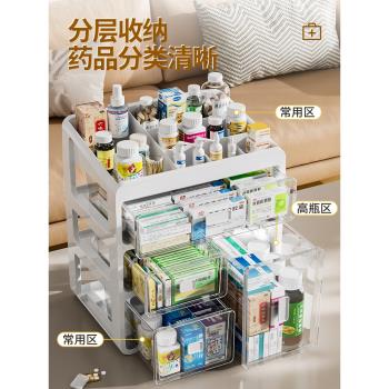 藥物收納盒藥品箱家庭裝家用醫藥小藥盒抽屜式多層大容量透明藥箱