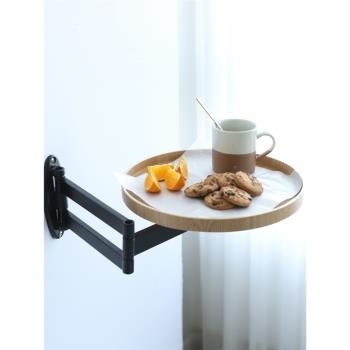 小木良品圓幾沙發邊幾壁掛小桌床頭角幾床邊桌可移動伸縮折疊茶幾