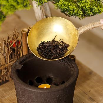 純銅烤茶勺盤茶葉烘焙提香器烘干炭燒茶撥針手工烘烤溫茶炒茶炭爐