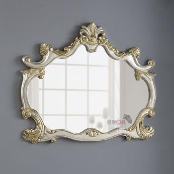 歐式復古化妝鏡壁掛式法式藝術雕花梳妝鏡子掛墻輕奢衛生間浴室鏡