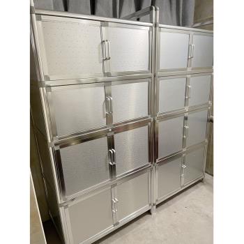 多層加厚鋁合金柜子儲物柜陽臺收納置物柜簡易不銹鋼廚房櫥柜碗柜