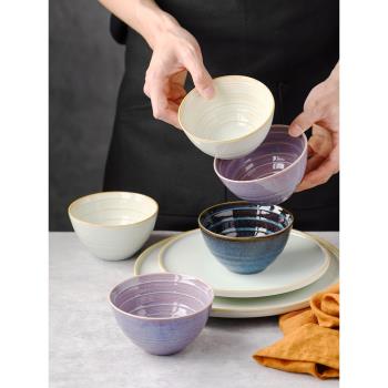 駝背雨奶奶家用彩色陶瓷飯碗早餐麥片碗米飯碗小湯碗多只組合裝