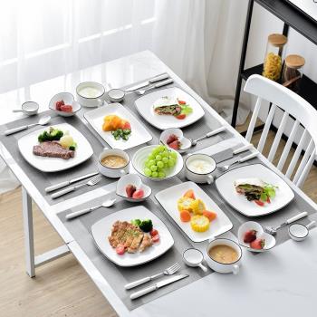 西餐牛排餐盤餐具套裝創意牛排刀叉套裝日式陶瓷簡約黑線家用盤子