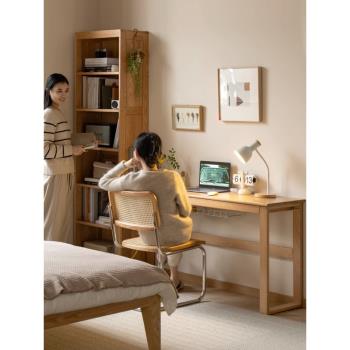 小七的木頭實木書桌簡易長條窄書桌小戶型臥室床邊靠墻電腦學習桌