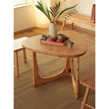 實木折疊桌餐桌茶幾邊幾現代簡約家具三角形便攜家用可折疊小桌子