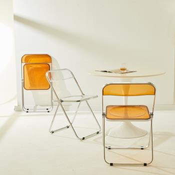 ins網紅透明椅子現代簡約家用折疊餐椅北歐化妝拍照亞克力水晶椅