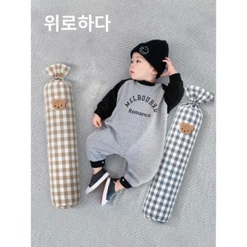 韓國ins嬰幼兒安撫抱枕小熊圓柱防撞靠枕側睡防掉床圍驚跳不嗆奶