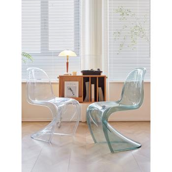 北歐潘東椅加厚簡約亞克力塑料餐椅家用水晶椅靠背網紅透明椅現代