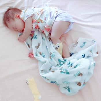 嬰兒被子夏季薄款竹棉單層蓋單紗布巾新生兒童小寶寶冰絲蓋毯浴巾