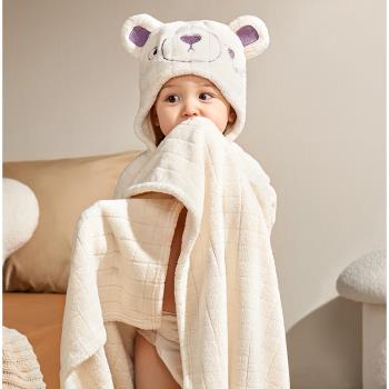 嬰兒浴巾兒童浴袍新生超柔吸水速干不掉毛寶寶帶帽斗篷洗澡秋冬天