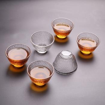 6只裝透明耐熱帶把玻璃小茶杯子家用喝茶 加厚功夫茶具花茶品茗杯