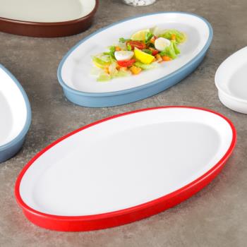 密胺盤子橢圓形魚盤平盤大號創意冷菜擺盤酒店餐廳商用意境菜餐具