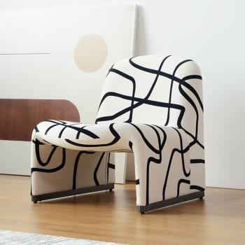設計師創意單人沙發椅山丘休閑椅輕奢極簡網紅涂鴉定型棉休閑椅