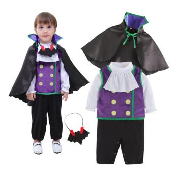 萬圣節兒童服裝 男童長袖吸血鬼套裝 幼兒園cosplay表演服裝